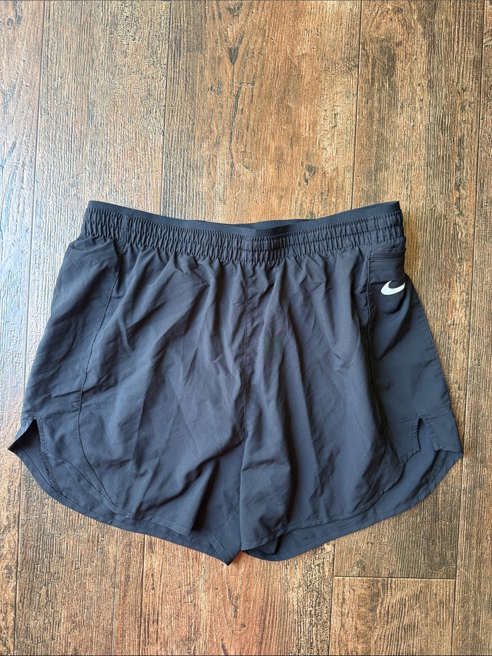 Nike Women’s Black Athletic Running Shorts with White Swoosh